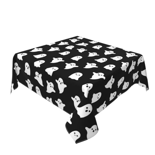 Halloween Ghost Tablecloth Square 54x54 Inch Spooky Farmhouse Decor - Black