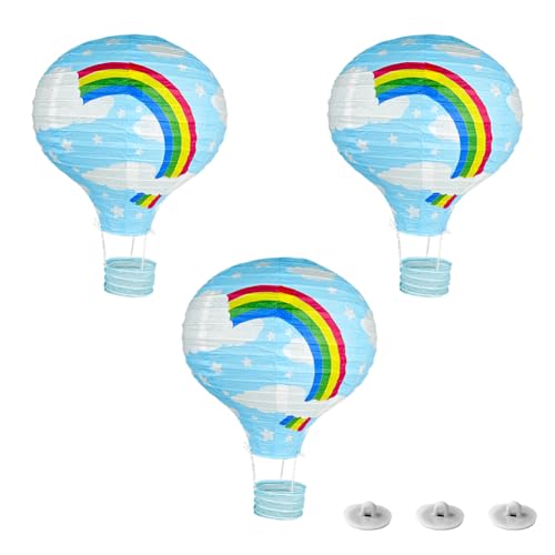 Hot Air Balloon Decorations Classroom Decor with Ceiling Hooks - Blue, 3 Pack