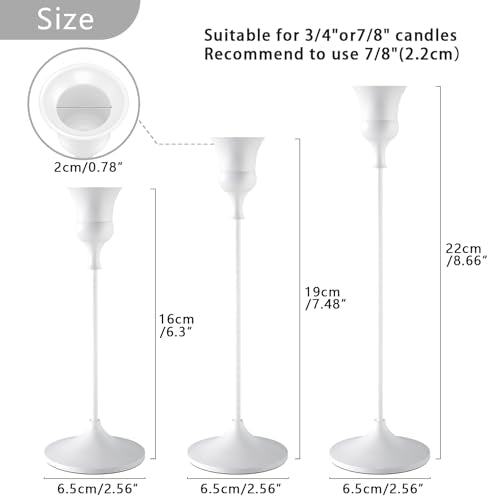 White Candlestick Holders Set of 6 Tall Taper Candle Holders for Home Decor