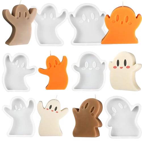 6 PCS Ghost Candle Molds Halloween Silicone Mold Set - Ghost Shapes for Candle Making & Crafts