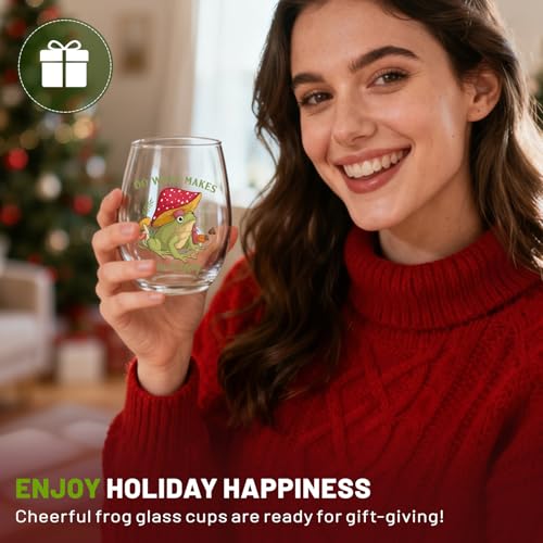 Frog Stemless Wine Glasses Set - 15 oz Christmas Frog Gifts Cups - Variation: Frog