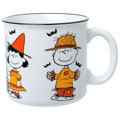 Peanuts Halloween Costume Mug - 20oz Ceramic Camper with Snoopy & Friends - Spooky Season Coffee Cup - Official Merch - Variation: Camper