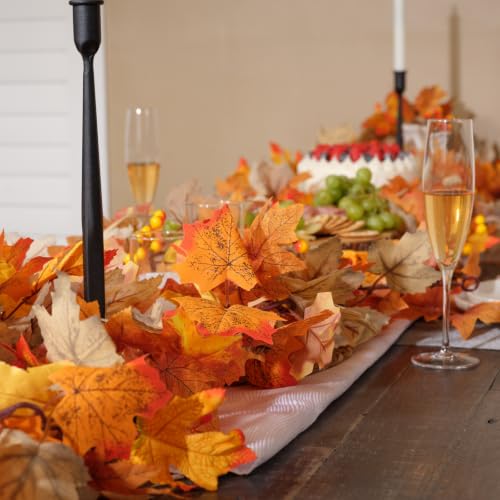 6 Pack Fall Leaf Garland with Lights - 35.4Ft Autumn Maple String Lights for Thanksgiving Halloween