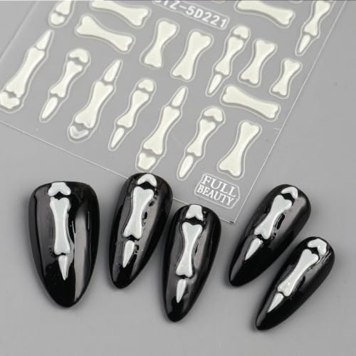 Halloween Skeleton Bone Nail Art Stickers - 2 Style Self-Adhesive Gothic Decals