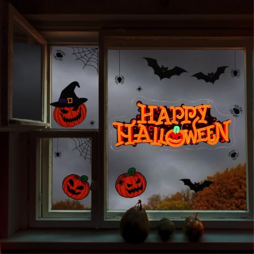 Happy Halloween Neon Sign UV Pumpkin LED Light - 16.9 x 7.3 inches - Variation 3