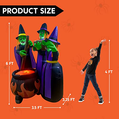 6 FT Halloween Inflatable Witch Cauldron with LED Lights Outdoor Yard Decor