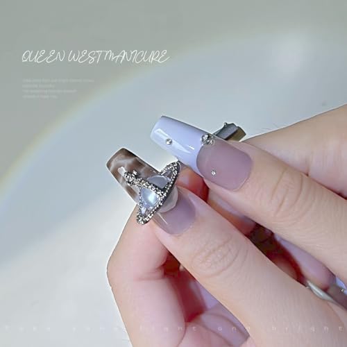 30 Pcs Heart & Planet Nail Charms Set - Rhinestones, 3D Cross & Saturn Design