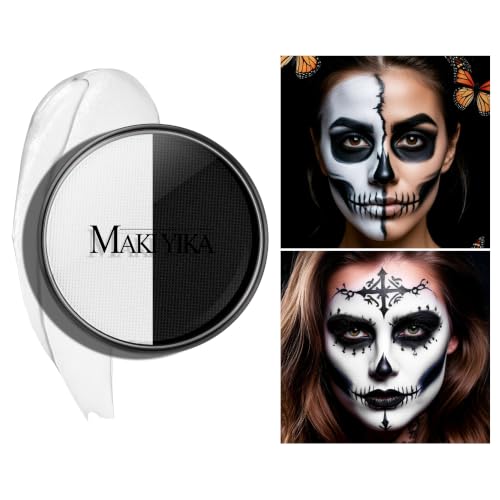 Face & Body Paint Set - 15 Black and White Water Activated Makeup for Halloween & Cosplay