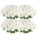 Artificial Roses Bulk 100 Pcs - White Silk Flowers for Wedding & Decor - Timeless & Reusable
