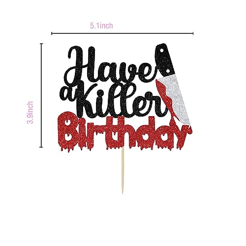 Black Glitter Halloween Cake Topper - Killer Birthday & Photo Booth Decor