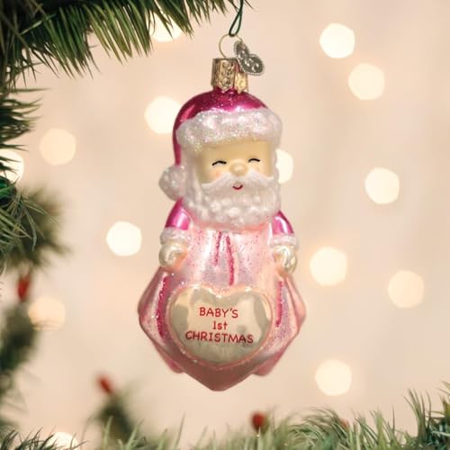 Baby Girl First Christmas Santa Lovey Glass Ornament - Handcrafted Holiday Keepsake