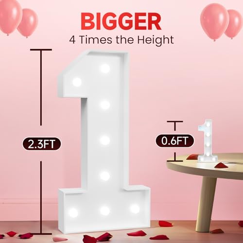 2.3FT Light Up Number 3 for Birthday Party Decor - Marquee Numeral