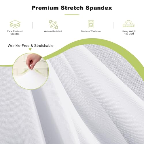 White 4-Pack 120-Inch Round Fitted Outdoor Tablecloths for 5FT Tables - Polyester for Weddings & Parties - Variation: White / 60 Inch