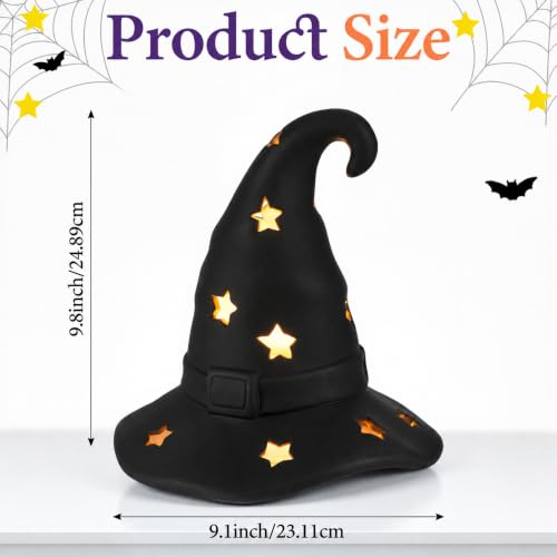 Halloween Terracotta Witch Hat Tea Light Holder Outdoor Decor