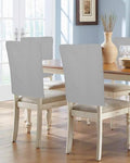 8 Pcs Grey Linen Chair Back Covers for Dining Room - Rustic Modern Protectors