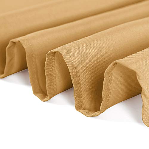 132 Inch Round Gold Tablecloth - Washable Polyester Wedding & Party Cover