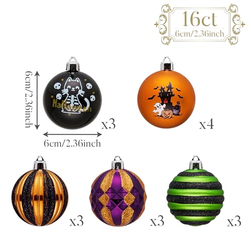 Large Halloween Tree Decorations Set - 16 Shatterproof Ornaments for Indoor Use
