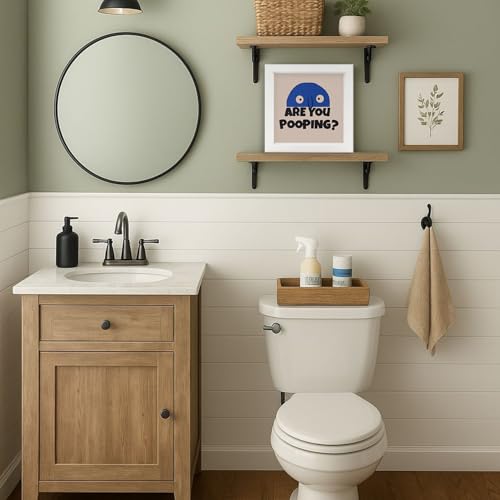 Funny Bathroom Wall Art Decor - Are You Pooping 7x7 Inch Wooden Frame