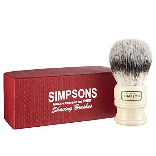 Alexander Simpson Trafalgar T2 Synthetic Shaving Brush - Ivory Faux Handle, Dense Soft Bristles