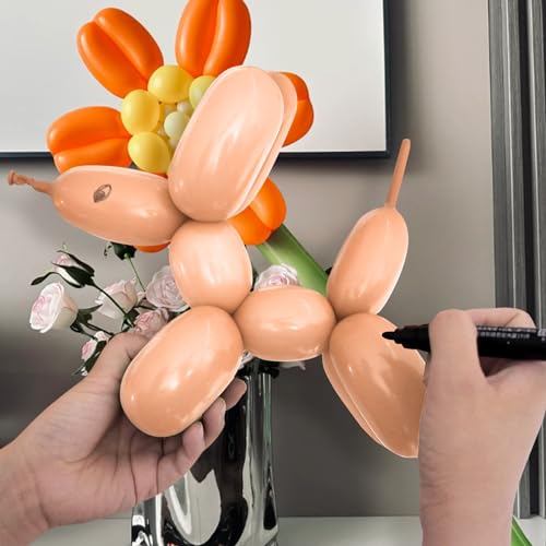 Nude Long Balloons 260 Pack - Thick Latex for Animal Models, Halloween, Weddings, Birthdays