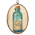 Bottle Shell Ocean Coastal Wall Art - Rustic Oval Canvas Decor, 8.3x12in - Variation of THIS listing