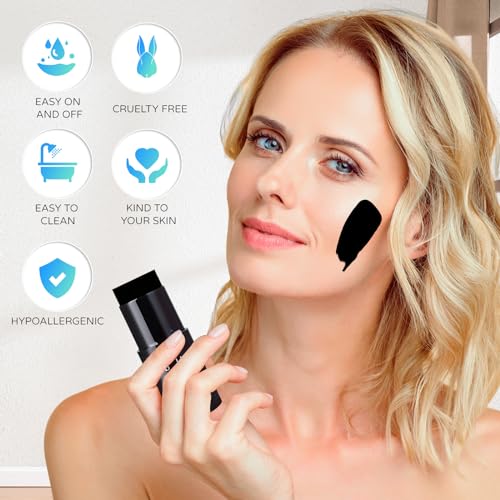 Black Face & Body Paint Stick - Full Coverage Halloween Cosplay Makeup - Non-Toxic & Washable - Variation: Black