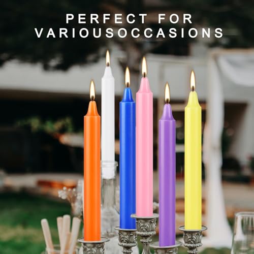 40 Pack Multi-Colored Spell Chime Candles - 4 Inch Unscented Taper Candles Set