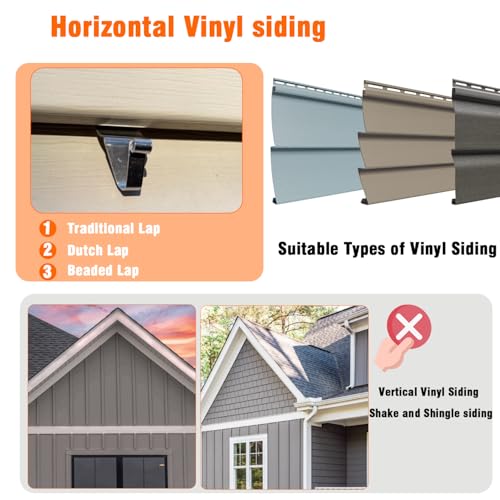 YUNFOOK 14 Pack Heavy Duty Vinyl Siding Hooks - No-Hole Stainless Steel Clips Support 18LB