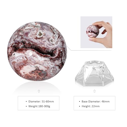 Mexican Agate Stone Sphere with Stand - 2 to 2.36 Inches Crystals for Meditation & Decor