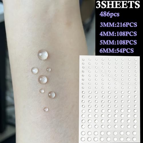 Self-Adhesive Water Droplets Face Gems - Festival Makeup Stickers, 3 Sheets - Clear & Dazzling, Variations of THIS listing
