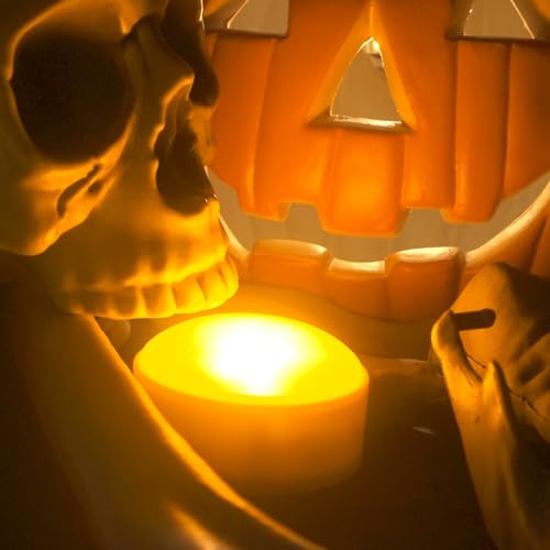 Halloween Battery LED Jack-O-Lantern Pumpkin Lights with Remote Control - Orange, 8 pcs
