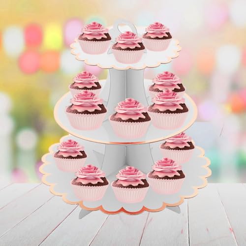 White 3-Tier Cupcake Stand Set 2 Pack for Party Decor & Dessert Display - White-2PCS