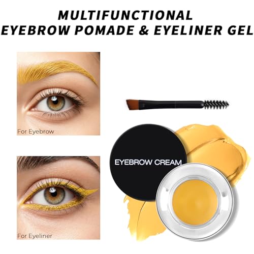Waterproof Brow Pomade with Brush - Long-Lasting #06 Daffodil Yellow