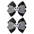 Nuolich Black & White Ghost Skull Hair Bow Clips - Halloween & Christmas Accessories