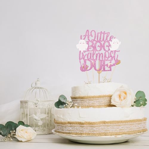 Halloween Baby Shower Cake Topper - Pink Glitter Spooky Baby Boo Decoration