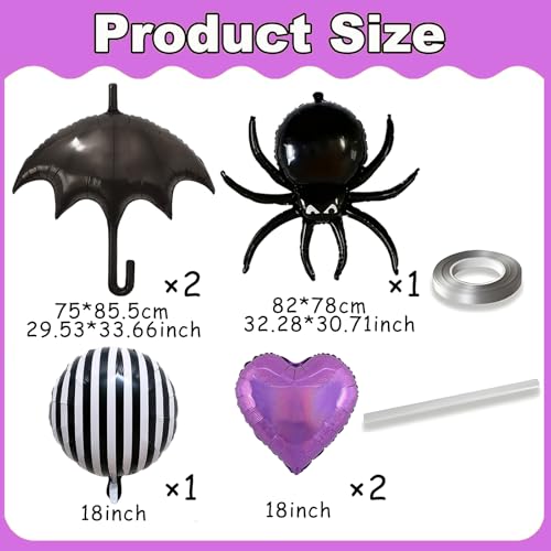 Gothic Halloween Balloon Set with Umbrellas and Spider Decorations