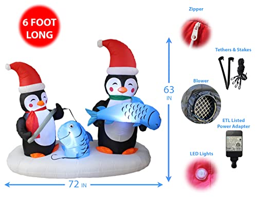 Christmas Inflatable Decorations Bundle - Penguins with Lights for Indoor Outdoor Festive Party