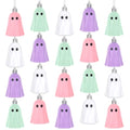 Halloween Ghost Hanging Ornaments - 20 Pastel Plastic Decorations for Home & Party