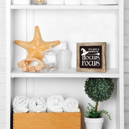 Funny Halloween Decor Sign - It's Just A Bunch Of Hocus Pocus Rustic Wooden Sign for Home - Variation: Hocus Pocus
