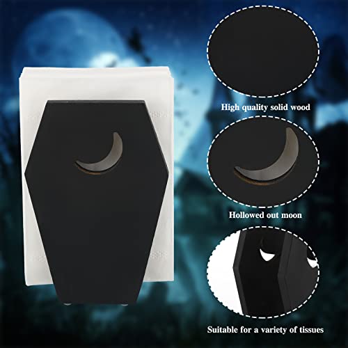 Gothic Coffin Napkin Holder Black Wood Halloween Decor