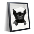 Framed Funny Bat Bathroom Wall Art - Black & White Canvas Print, 16x12 Inch