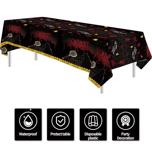 Murder Mystery Tablecloth Decorations Set - 55x86 Inches, 3 Pack