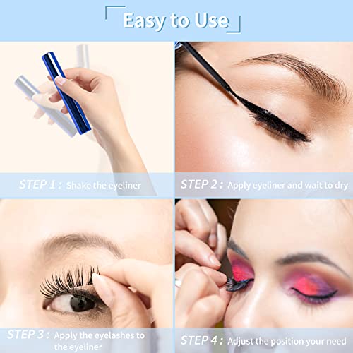 Magnetic Eyelashes and Eyeliner Kit - Reusable 3D Natural Look with Tweezers