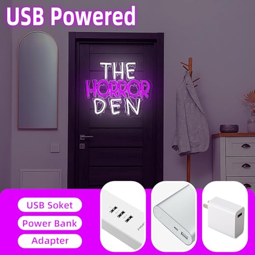 Horror Den Neon Sign Halloween Neon Lights for Bedroom Party & Game Room - Scary LED Wall Art - USB Powered - Spooky Wall Decor - Variation of THIS listing