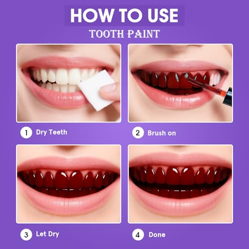 Red Tooth Paint - Temporary Blood Red FX Makeup for Halloween & Cosplay - Fast Dry & Safe - Variation: Red