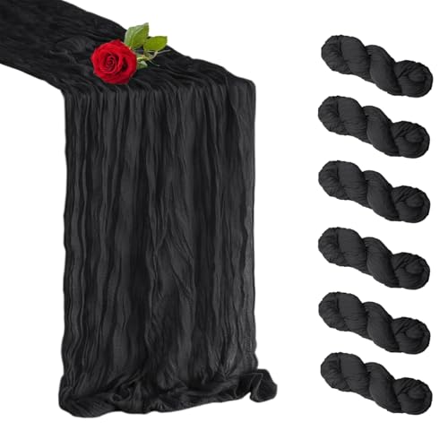 Black Cheesecloth Table Runner 35 x 120 Inch Set of 6 - Elegant Home Decor
