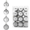 Silver Christmas Ball Ornaments Set - 24pcs 1.57 Inch Mini Holiday Decorations