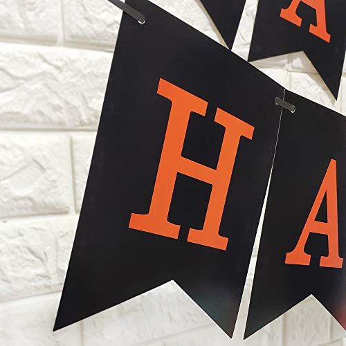 Halloween Banner Garland with Pumpkin Sign - Party Decorations, Reusable Cardstock Bunting