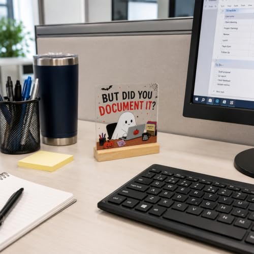 Halloween Desk Sign for Office - Funny Coworker Gift - Clear Variation