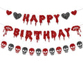 Halloween Birthday Banner Garland with Glitter Skull and Heart Decor